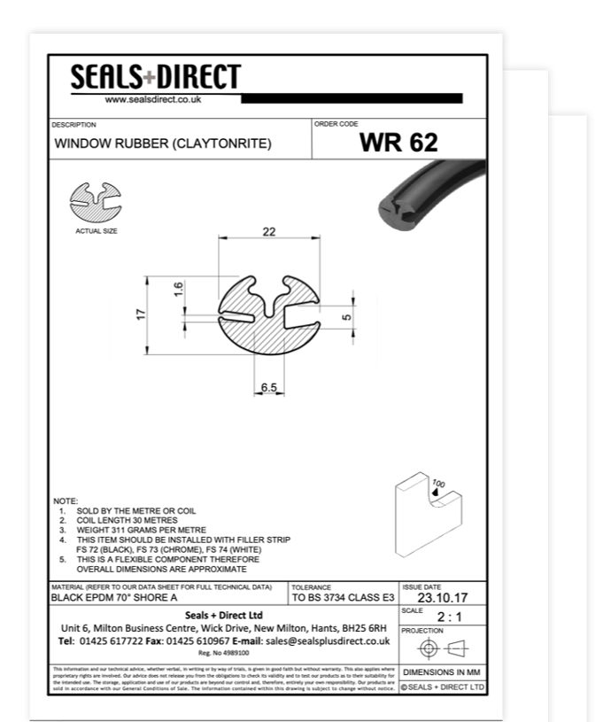 Technical Drawing of a Custom Rubber Seal