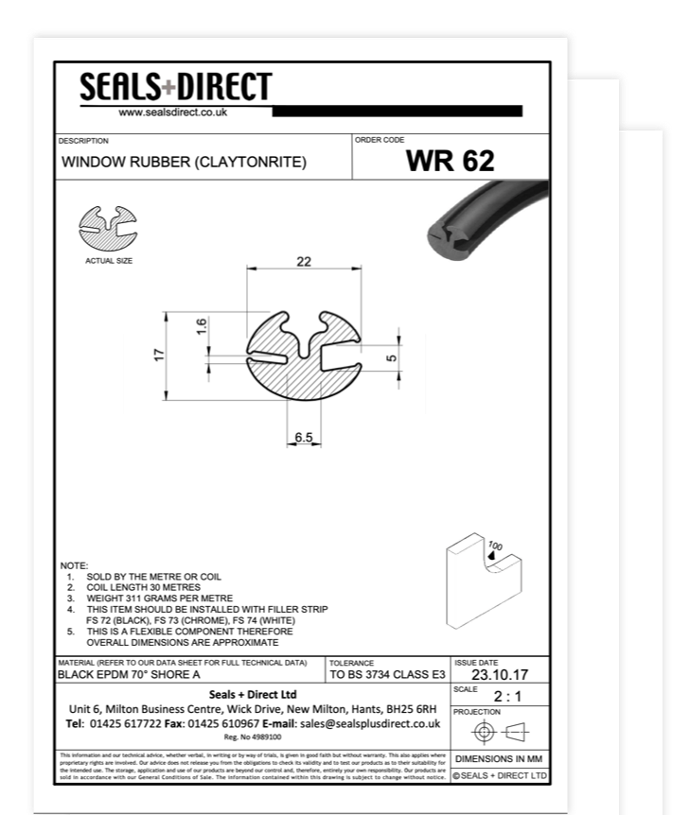 Technical Drawing of a Custom Rubber Seal Technical Drawing of a Custom Rubber Seal