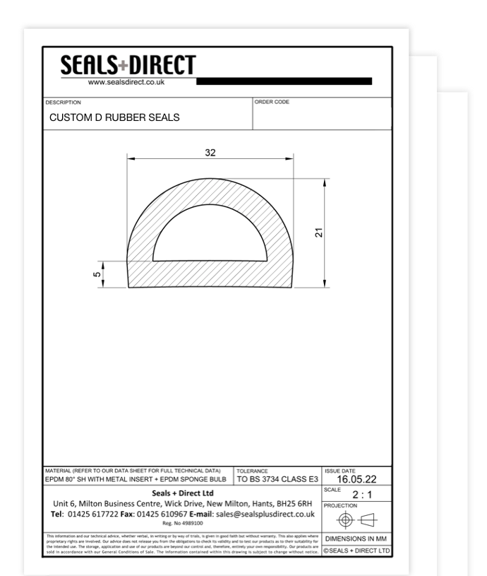 Custom D Seal Drawing