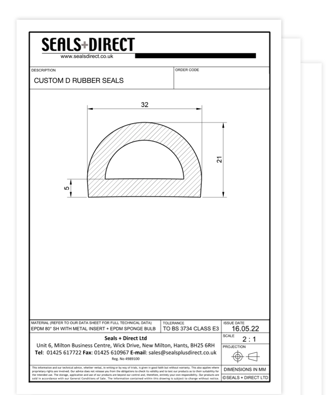 Custom D Seal Drawing Custom D Seal Drawing