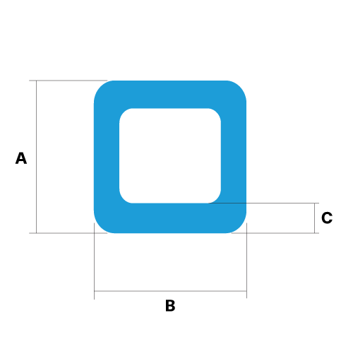 Drawing of a Square Rubber Seal With Dimensions