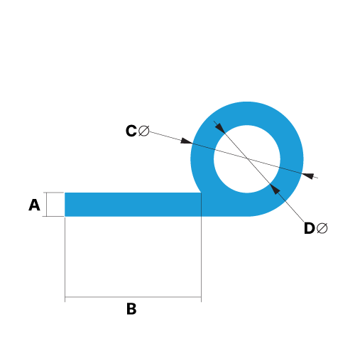Drawing of a Rubber P Seal with Dimensions Drawing of a Rubber P Seal with Dimensions