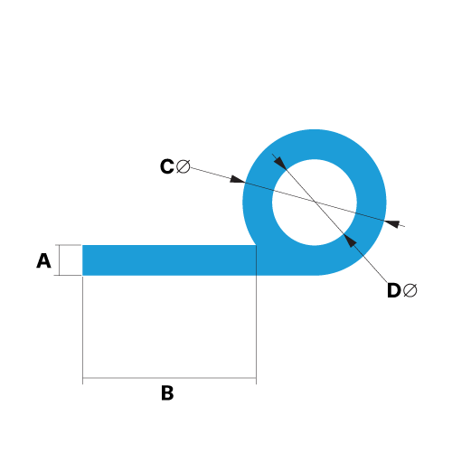 Drawing of a Rubber P Seal with Dimensions