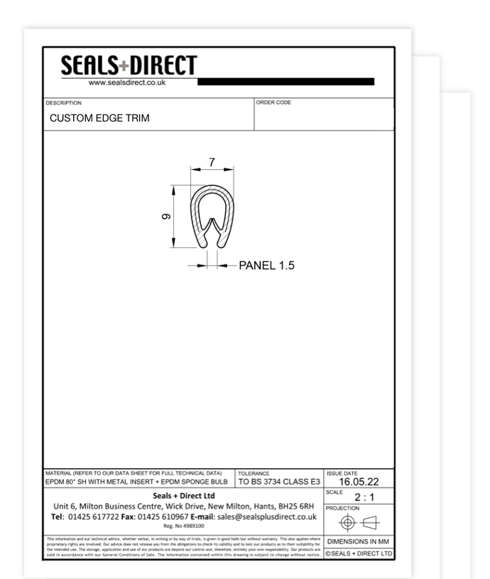 Technical Drawing of a Custom Edge Trim Technical Drawing of a Custom Edge Trim