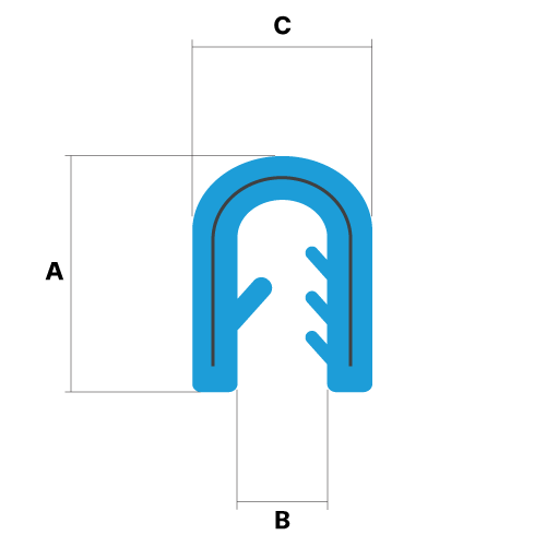 Technical Drawing of an Edge Trim with Dimensions Technical Drawing of an Edge Trim with Dimensions