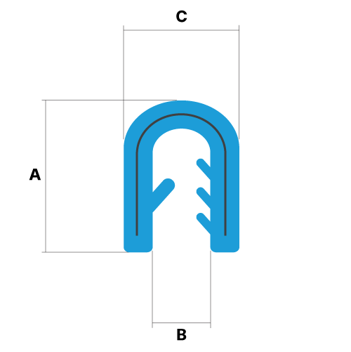 Technical Drawing of an Edge Trim with Dimensions