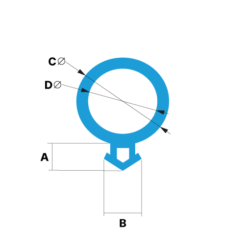 Technical Drawing of a Bubble Rubber Glazing Seal