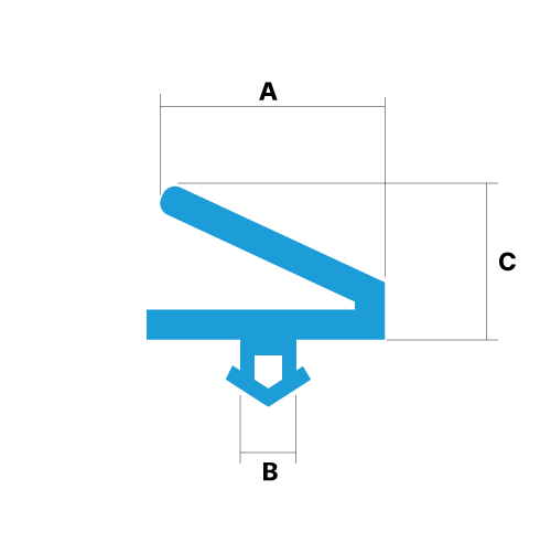 Technical Drawing of a Rubber Flipper Glazing Seal