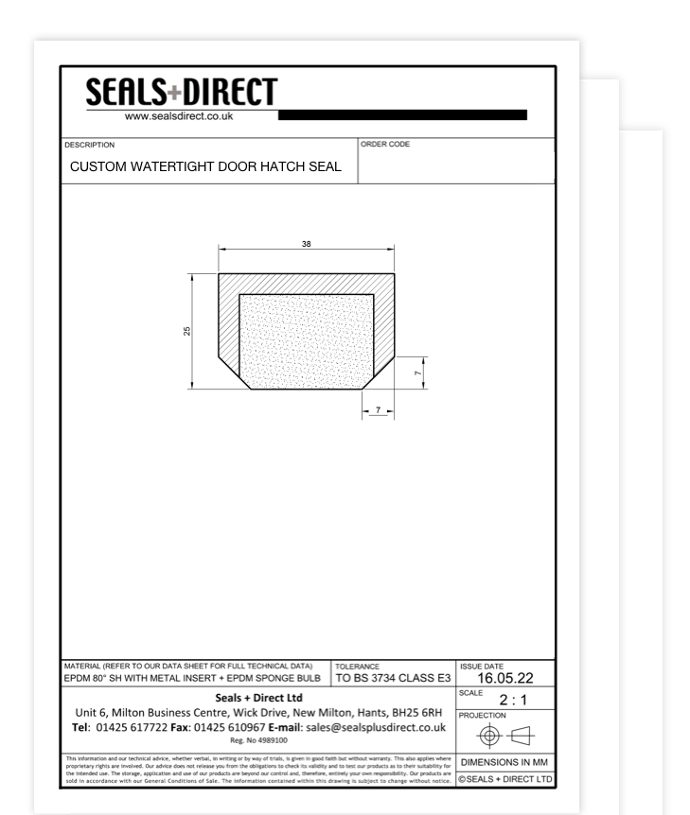 Techniclal Drawing of a Watertight Door and Hatch Seal