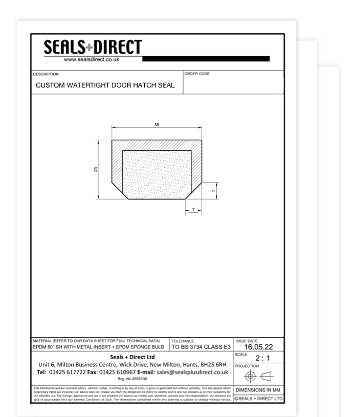 Techniclal Drawing of a Watertight Door and Hatch Seal Techniclal Drawing of a Watertight Door and Hatch Seal