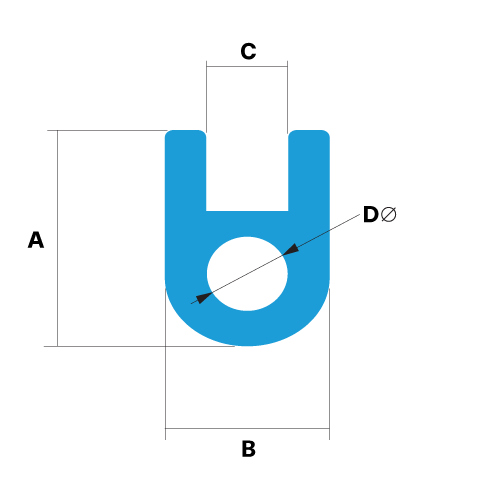 Diagram of a Bubble U Channel with Dimensions Diagram of a Bubble U Channel with Dimensions