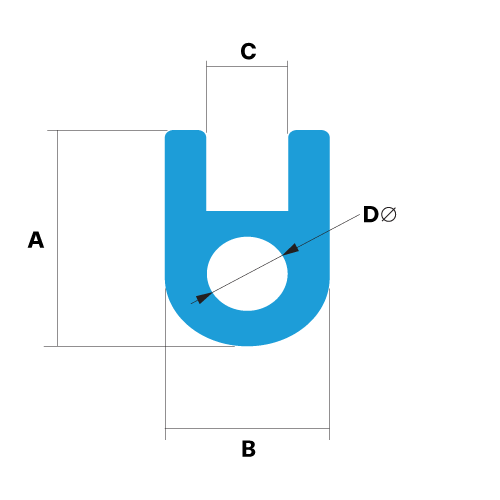 Diagram of a Bubble U Channel with Dimensions