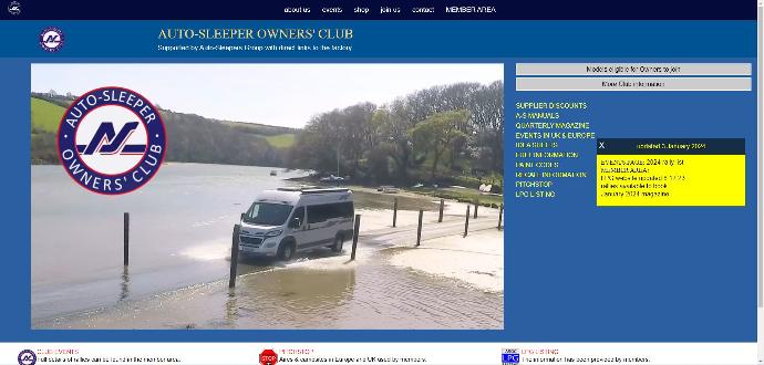 Auto-Sleeper Owners Club Website Screenshot