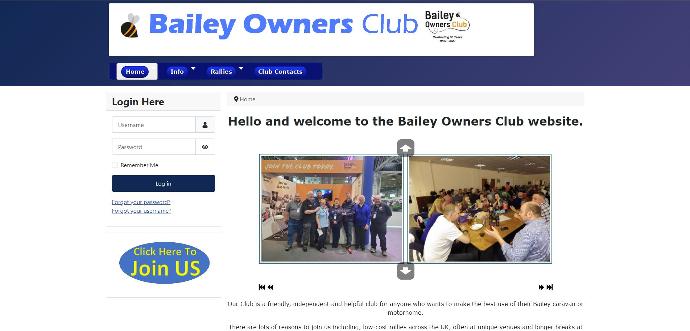 Bailey Owners Club Website Screenshot