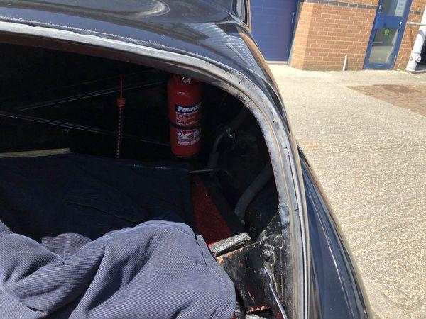 Photograph of the boot on an Austin A70