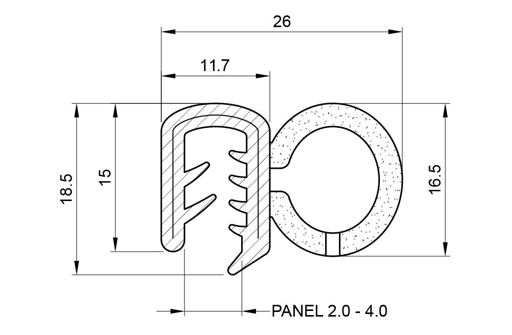 Drawing of ETS58 Edge Trim Drawing of ETS58 Edge Trim