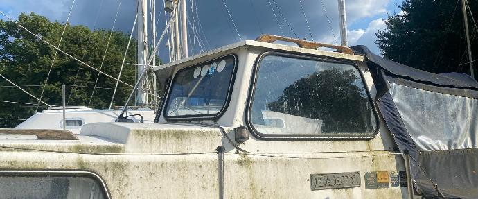 Boat in a boatyard with a claytonrite window rubber seal