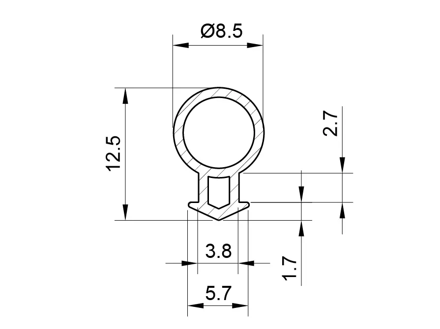 Dimension Drawing of a Bubble Gasket