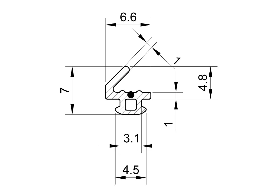 Dimension Drawing of a Flipper Gasket