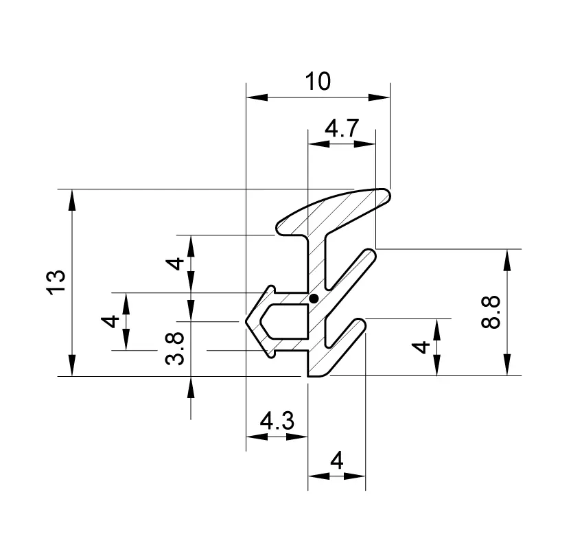 Dimension Drawing of an E Gasket