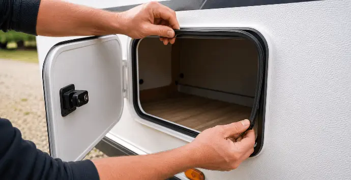 Fitting an Edge Trim onto a Caravan Locker