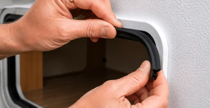 Fitting a Rubber Seal onto a Caravan Locker