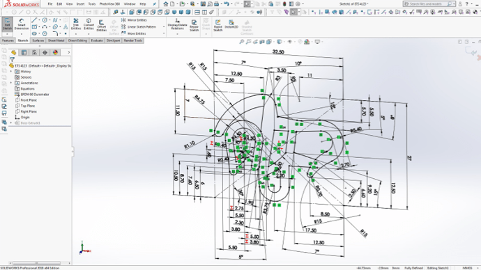 Screenshot of a CAD Drawing of a Custom Rubber Seal