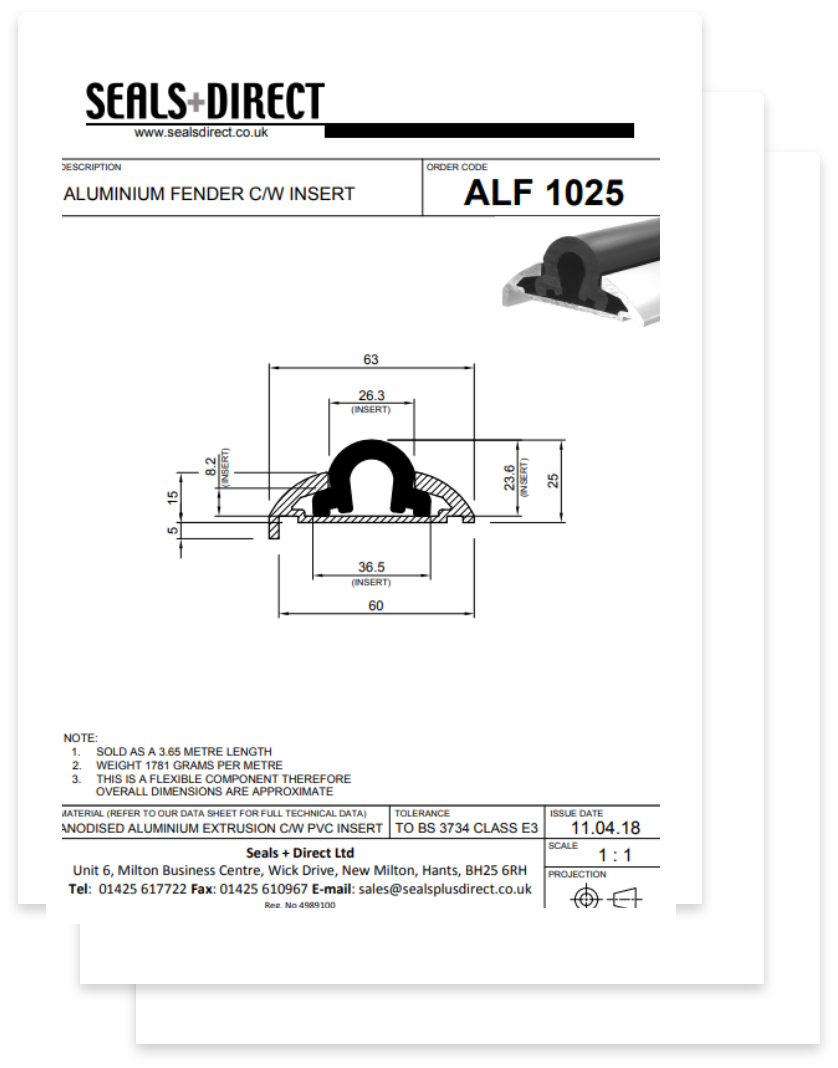 Technical Drawing of a Rubber Seal With Dimensions